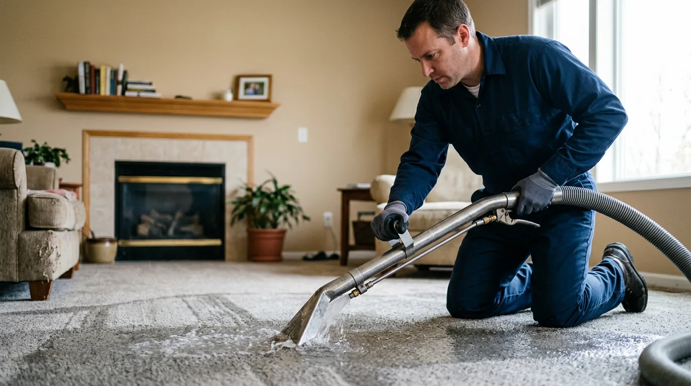 Water damage restoration technician working near Aberdeen, OH